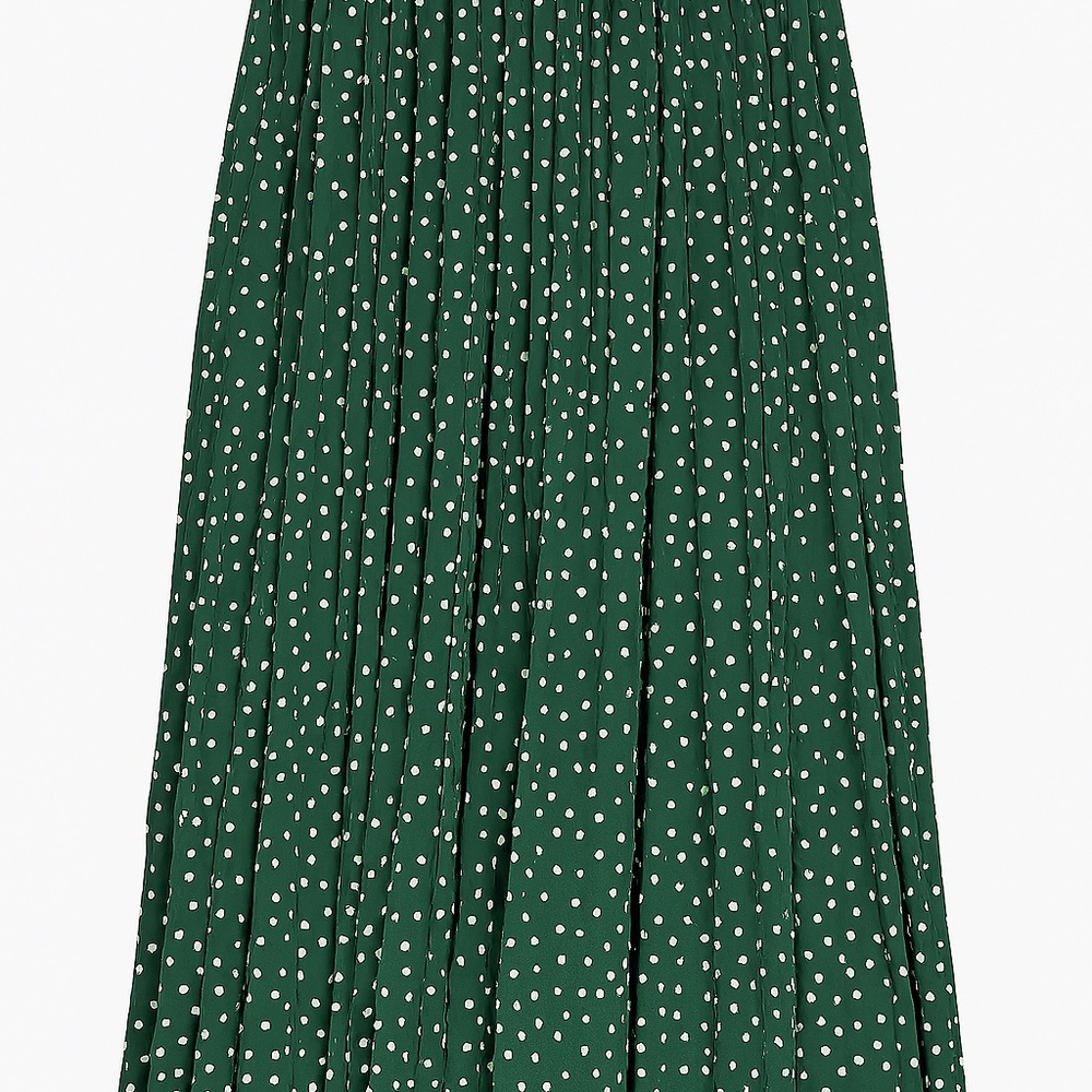 Polly & Esther Green Polka Dot Pleated Midi Skirt – Size L